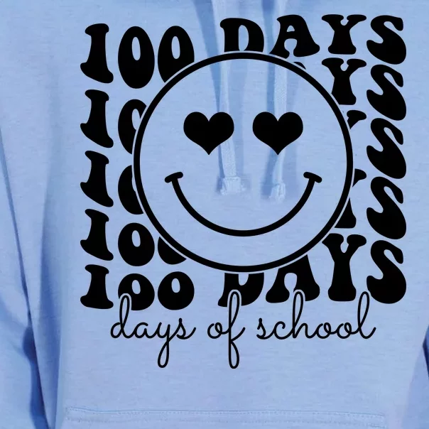 100 Days Of School Retro Smiley Heart Unisex Surf Hoodie