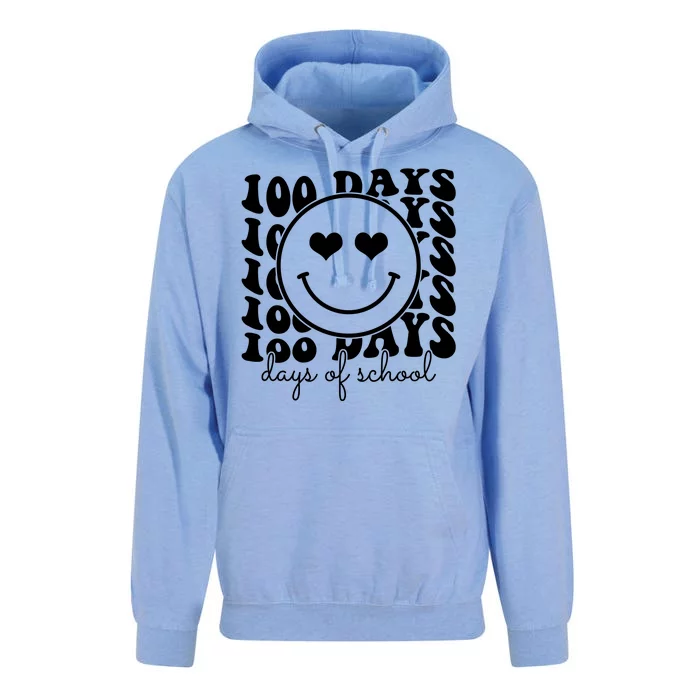 100 Days Of School Retro Smiley Heart Unisex Surf Hoodie