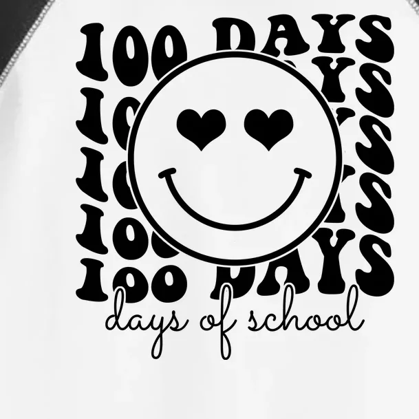 100 Days Of School Retro Smiley Heart Toddler Fine Jersey T-Shirt