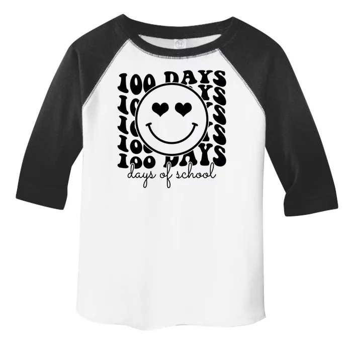 100 Days Of School Retro Smiley Heart Toddler Fine Jersey T-Shirt