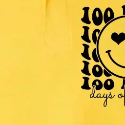 100 Days Of School Retro Smiley Heart Softstyle Adult Sport Polo