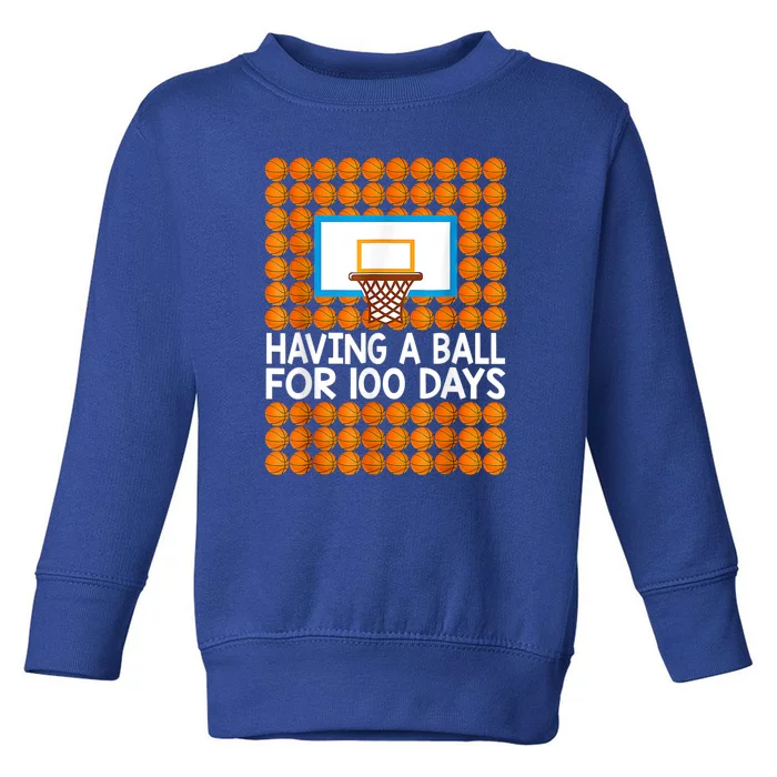 100 Days Of School Basketball 100th Day Balls Gift. Toddler Sweatshirt