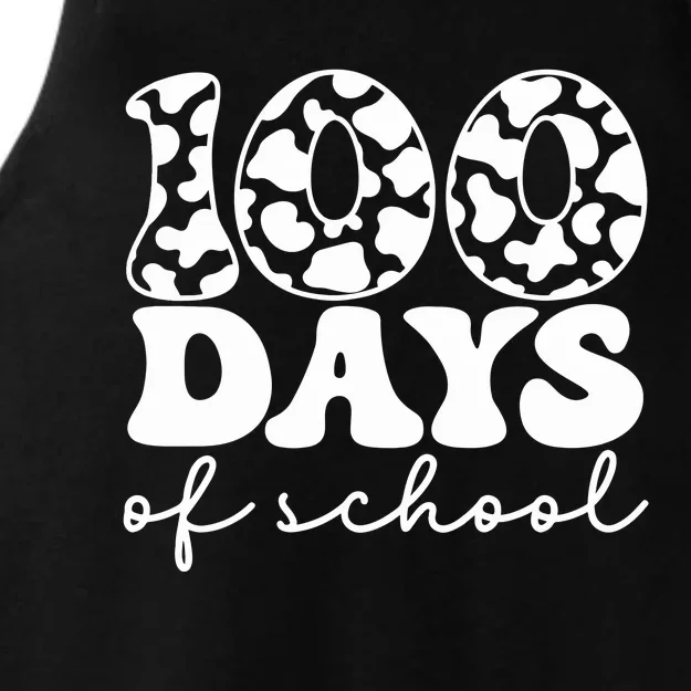 100 Days Of School Cow Ladies Tri-Blend Wicking Tank