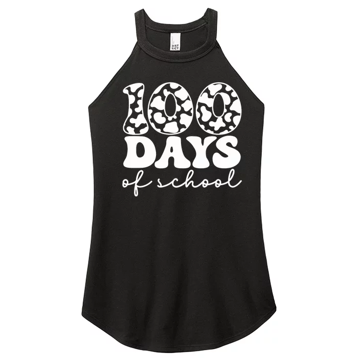 100 Days Of School Cow Women’s Perfect Tri Rocker Tank