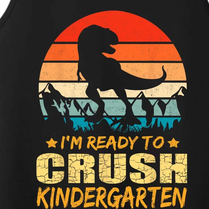 1st Day Of Kindergarten Im Ready To Crush Dinosaur Boy Performance Tank