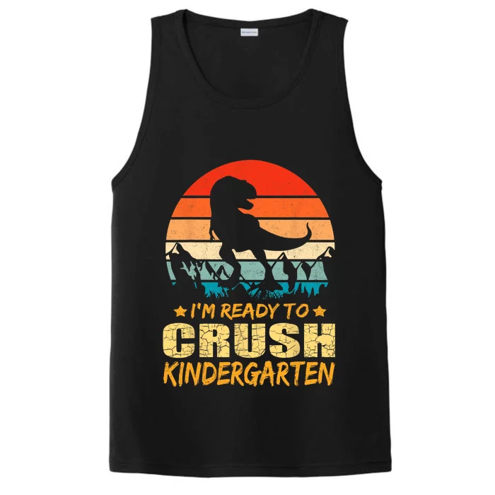 1st Day Of Kindergarten Im Ready To Crush Dinosaur Boy Performance Tank