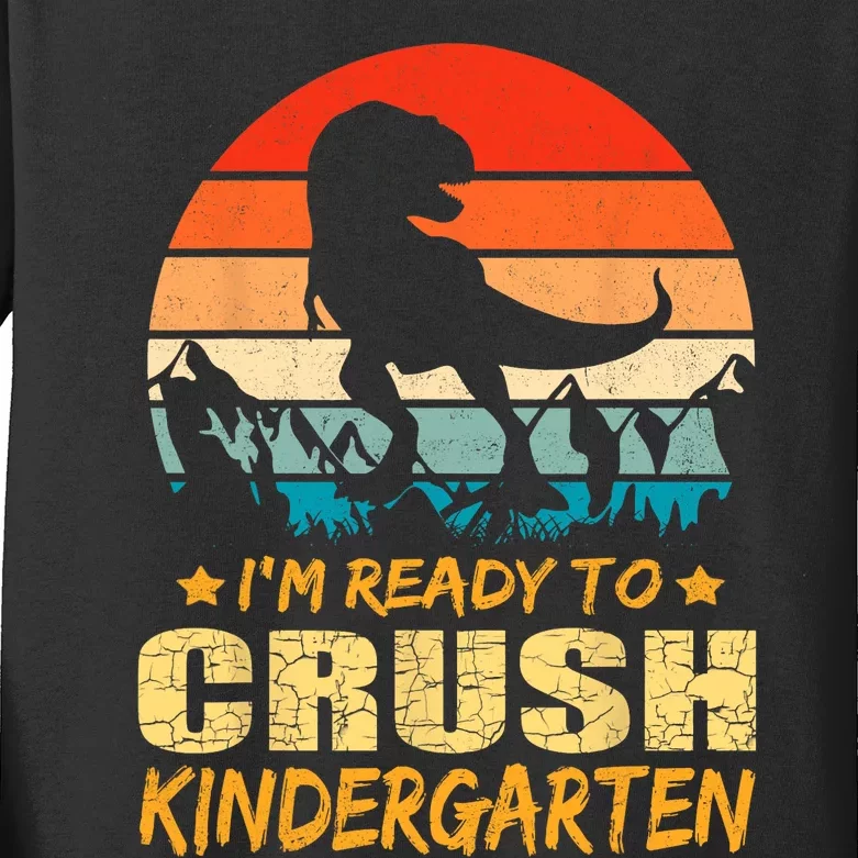 1st Day Of Kindergarten Im Ready To Crush Dinosaur Boy Kids Long Sleeve Shirt