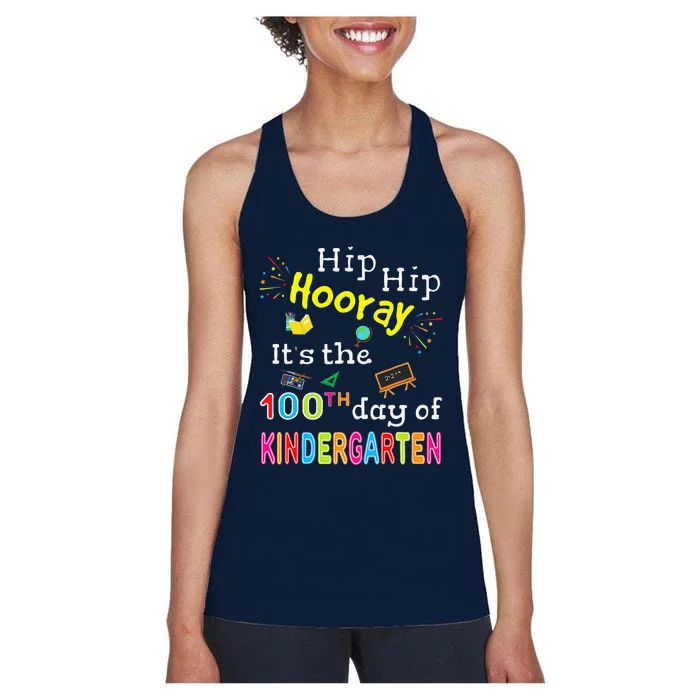 100 Days Of School Gifts For Kindergarten Teacher Women's Racerback Tank