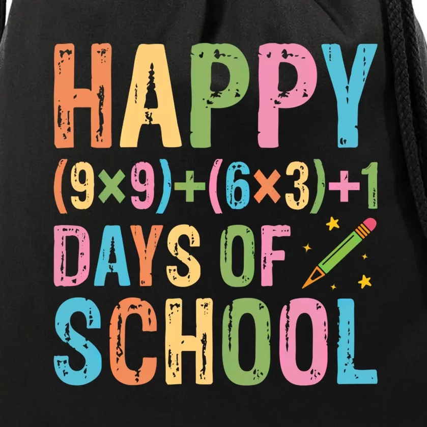 100th Day Of School Teacher 100 Days Of School Math Funny Gift Drawstring Bag