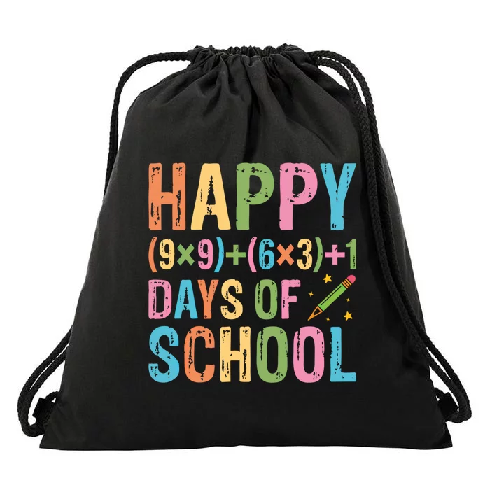 100th Day Of School Teacher 100 Days Of School Math Funny Gift Drawstring Bag