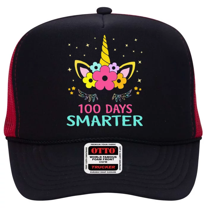 100 Days Of School Unicorn Costume Gift High Crown Mesh Trucker Hat