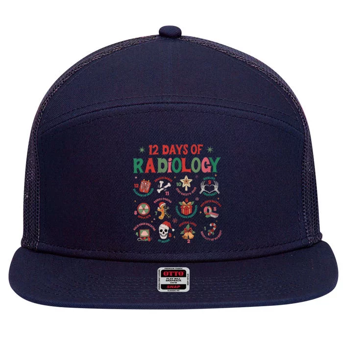 12 Days Of Radiology Christmas Xray Tech Holiday Rad Tech 7 Panel Mesh Trucker Snapback Hat