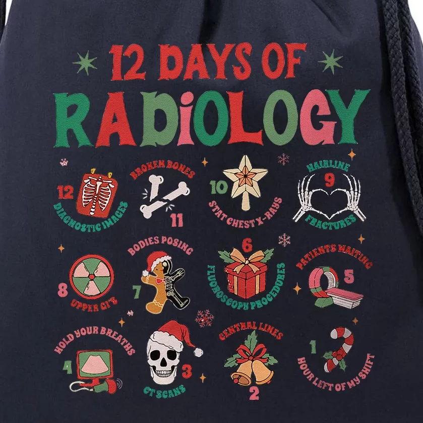 12 Days Of Radiology Christmas Xray Tech Holiday Rad Tech Drawstring Bag