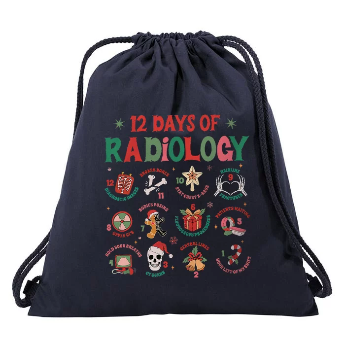 12 Days Of Radiology Christmas Xray Tech Holiday Rad Tech Drawstring Bag