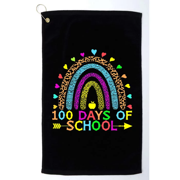 100 Days Of School Teacher Rainbow 100th Day Leopard Student Platinum Collection Golf Towel