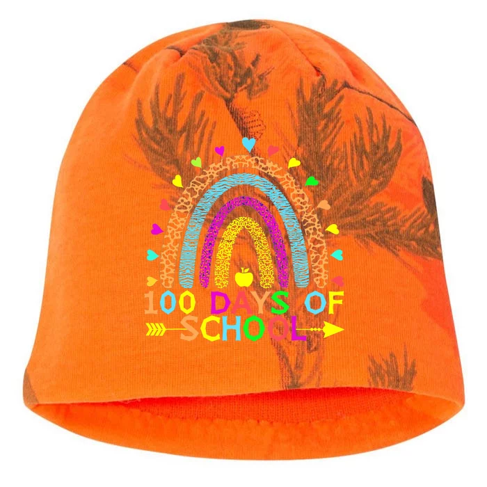 100 Days Of School Teacher Rainbow 100th Day Leopard Student Kati - Camo Knit Beanie