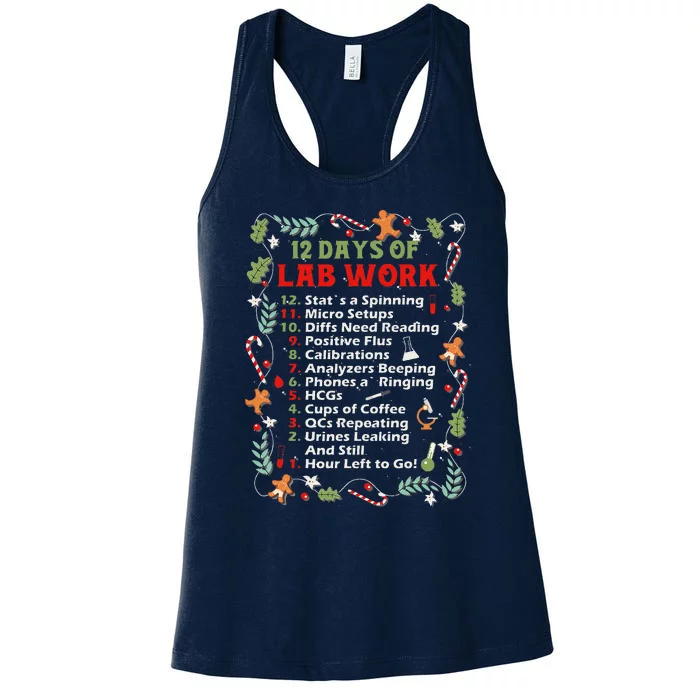 12 Days Of Lab Technician Christmas Funny Medical Laboratory Women's Racerback Tank