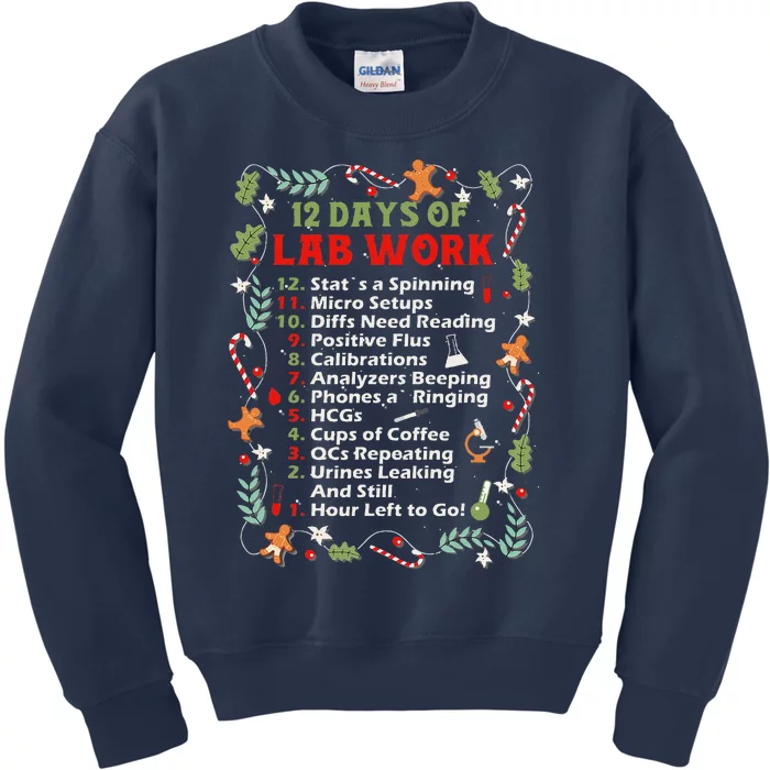 12 Days Of Lab Technician Christmas Funny Medical Laboratory Kids Sweatshirt