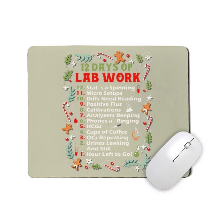 12 Days Of Lab Technician Christmas Funny Medical Laboratory Mousepad