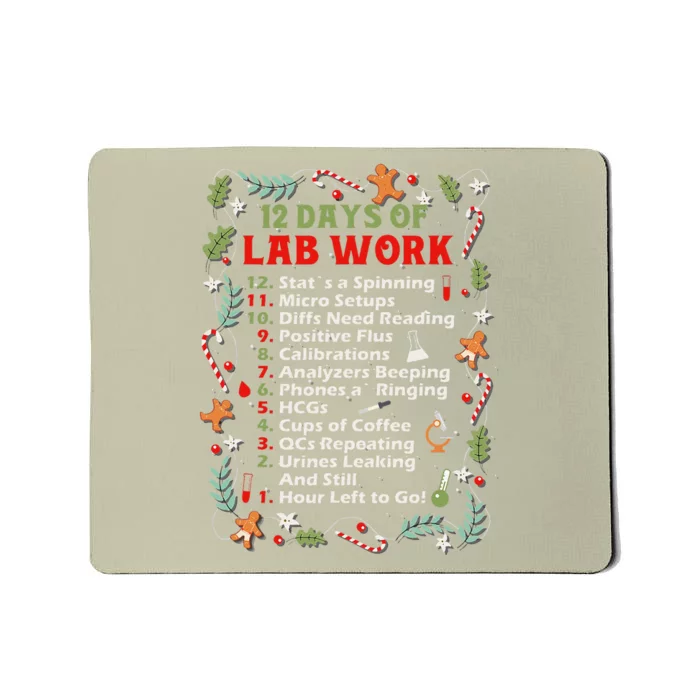 12 Days Of Lab Technician Christmas Funny Medical Laboratory Mousepad