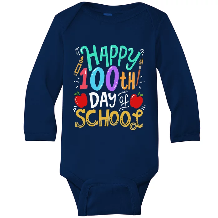 100 Days Of School Teacher Gift Baby Long Sleeve Bodysuit