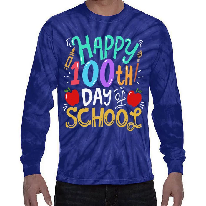 100 Days Of School Teacher Gift Tie-Dye Long Sleeve Shirt