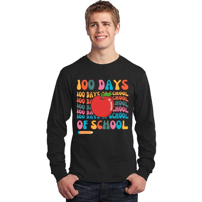 100 Days Of School Teacher 100 Days Teacher Retro 100 Days Tall Long Sleeve T-Shirt