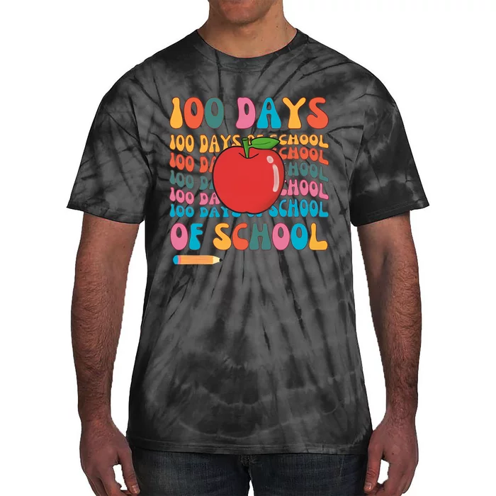 100 Days Of School Teacher 100 Days Teacher Retro 100 Days Tie-Dye T-Shirt