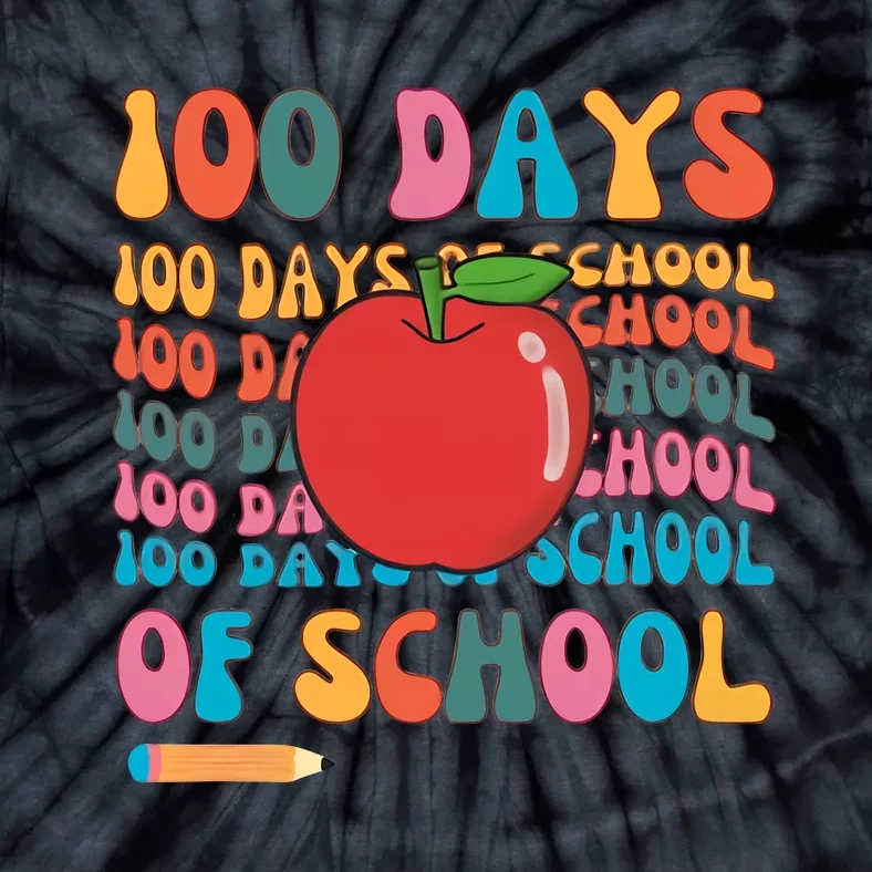 100 Days Of School Teacher 100 Days Teacher Retro 100 Days Tie-Dye T-Shirt