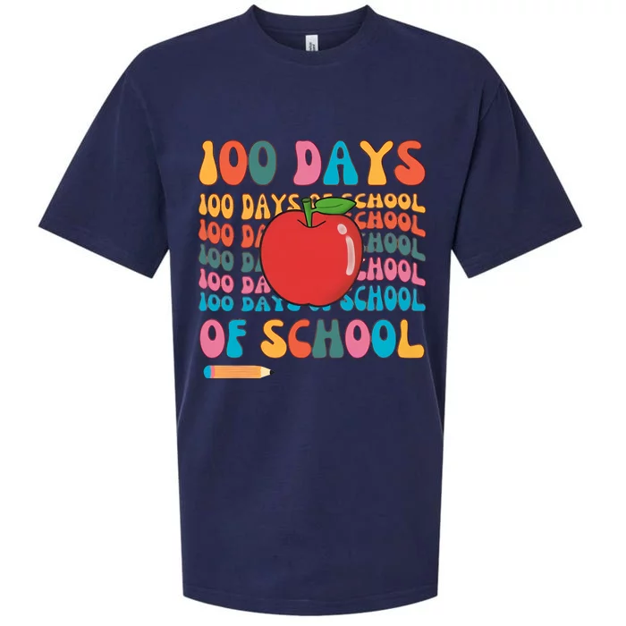 100 Days Of School Teacher 100 Days Teacher Retro 100 Days Sueded Cloud Jersey T-Shirt