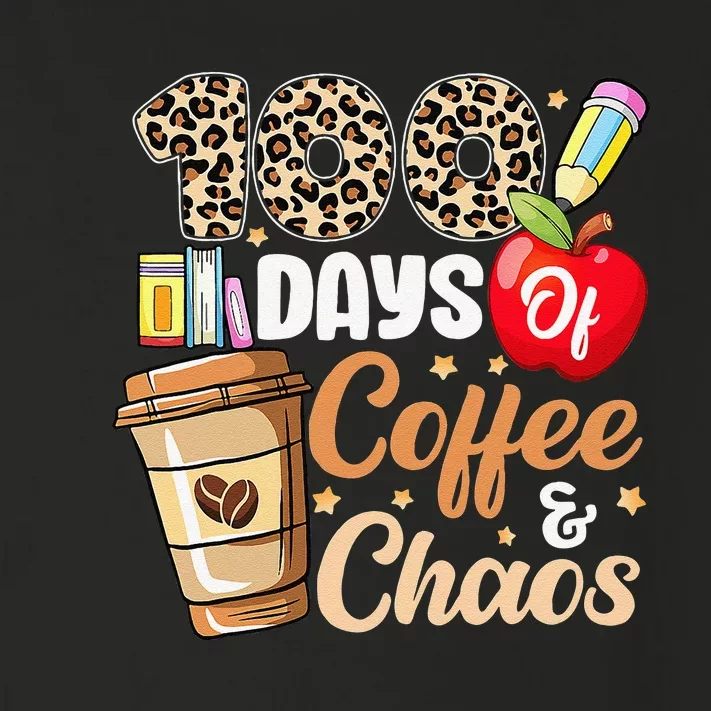 100 Days Of Coffee And Chaos 100th Day Of School Leopard Toddler Long Sleeve Shirt