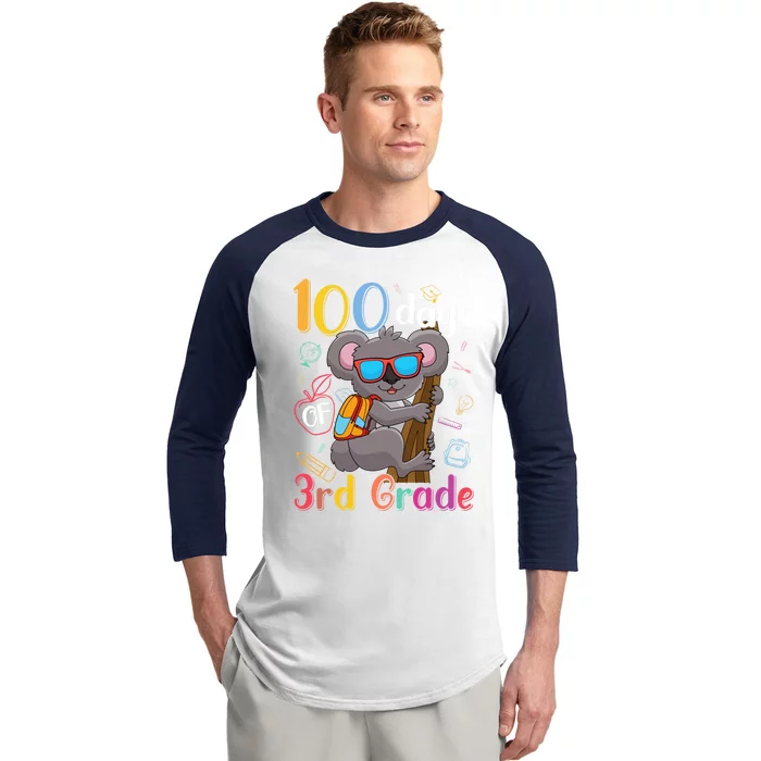 100 Days Of 3Rd Grade Koala 100Th Day School Third Grade Gift Baseball Sleeve Shirt