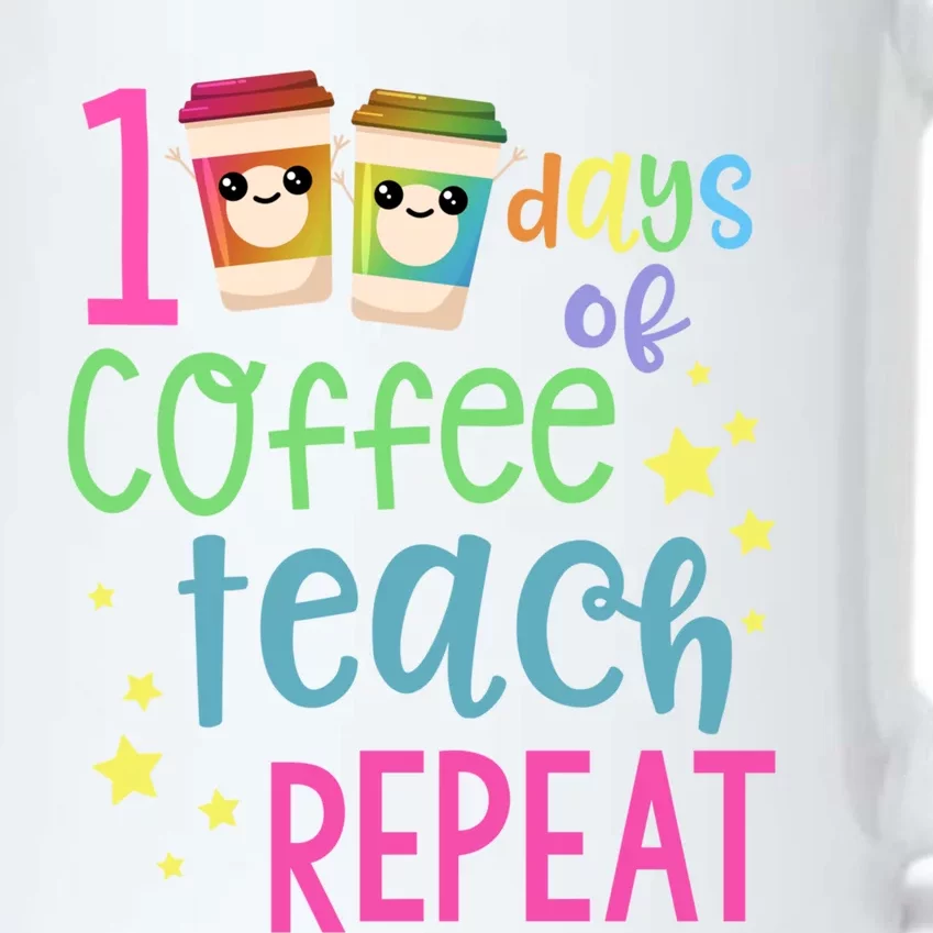 100 Days Of Coffee Teach Repeatfunny Gift 100th Day Of School Teacher Gift Black Color Changing Mug