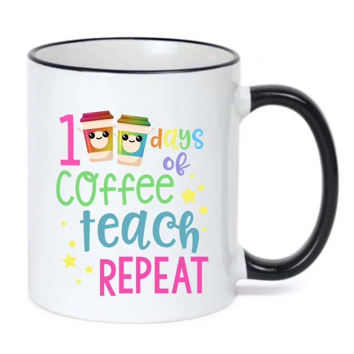 100 Days Of Coffee Teach Repeatfunny Gift 100th Day Of School Teacher Gift Black Color Changing Mug