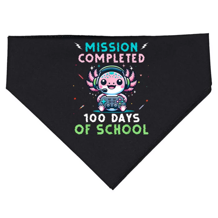 100 Days Of School 100th Day Of School Gamer Axolotl USA-Made Doggie Bandana