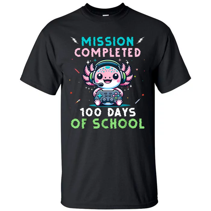 100 Days Of School 100th Day Of School Gamer Axolotl Tall T-Shirt