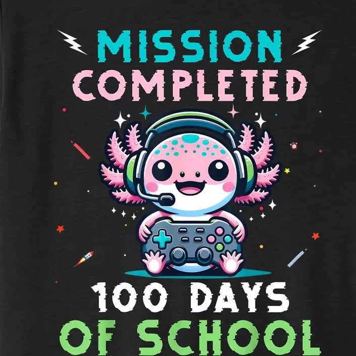 100 Days Of School 100th Day Of School Gamer Axolotl ChromaSoft Performance T-Shirt