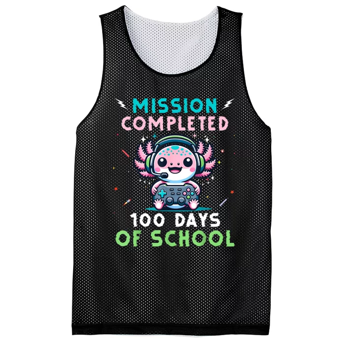 100 Days Of School 100th Day Of School Gamer Axolotl Mesh Reversible Basketball Jersey Tank