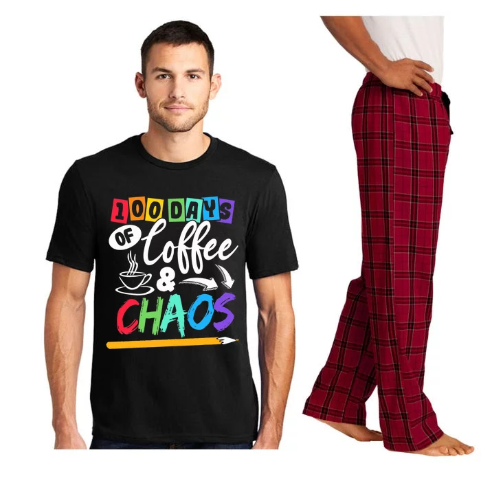 100 Days Of Coffee & Chaos 100th Day School Teacher Gift Pajama Set