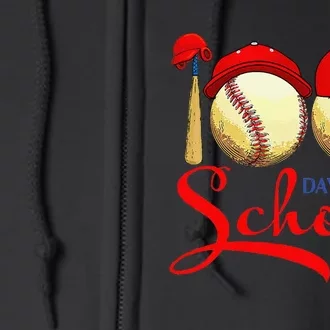 100 Days Of School Baseball Teacher 100th Day Of School Full Zip Hoodie