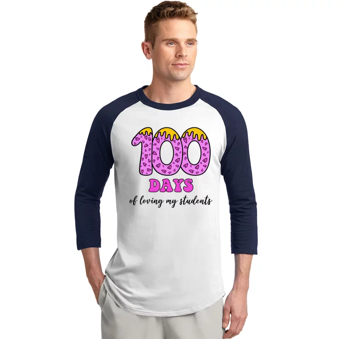 100 Days Of Loving My Students Teacher Celebration Baseball Sleeve Shirt