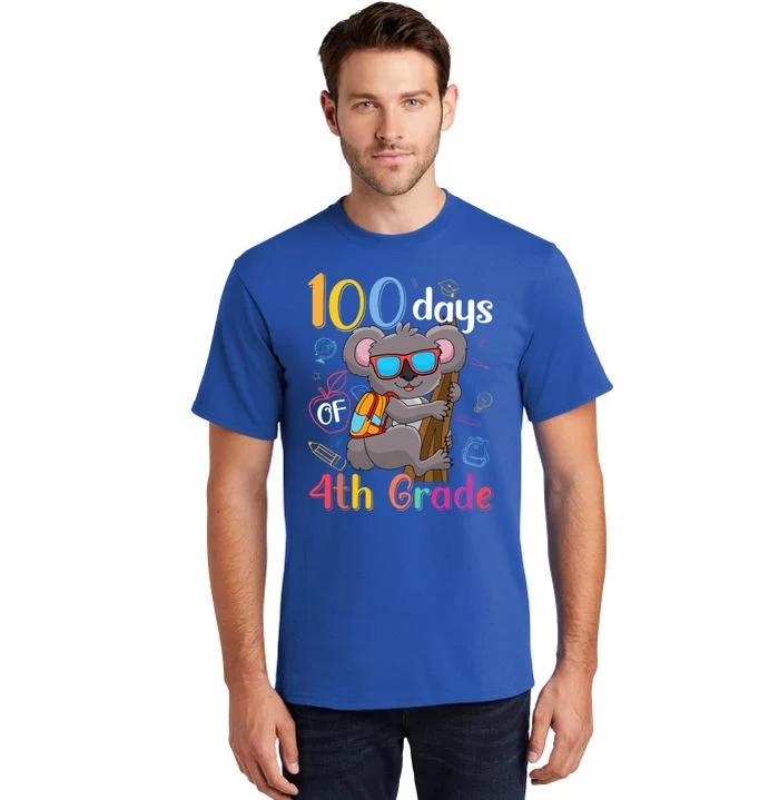 100 Days Of 4Th Grade Koala 100Th Day School Fourth Grade Gift Tall T-Shirt