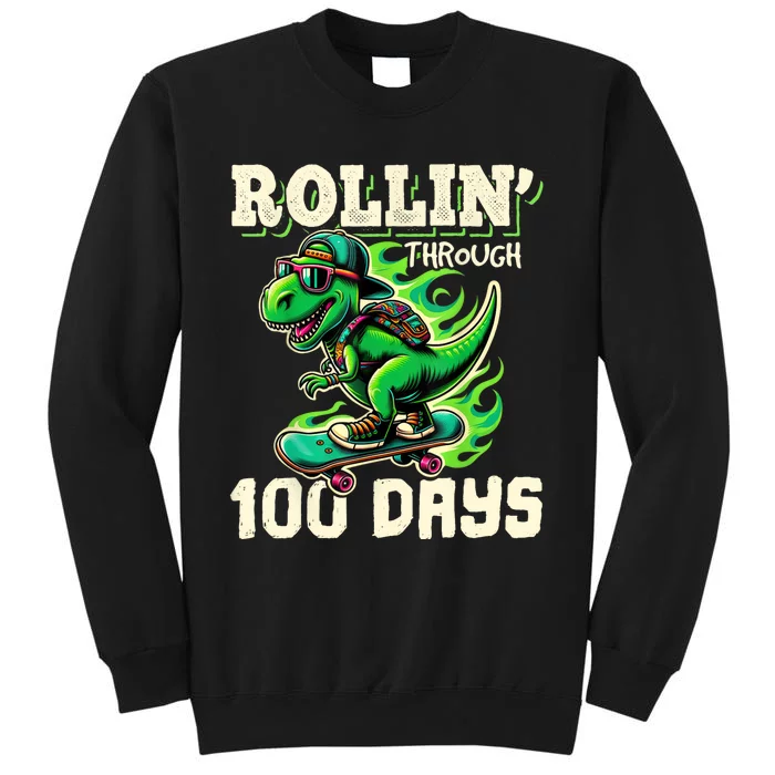 100 Days Of School Boy Teacher 100th Day T Rex Outfit Tall Sweatshirt