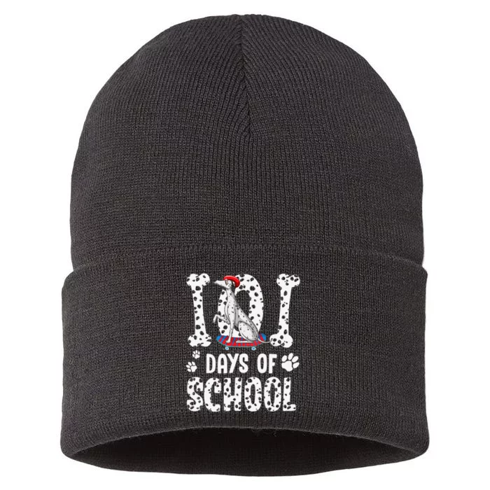 101 days of school dalmatian skateboard smarter Sustainable Knit Beanie