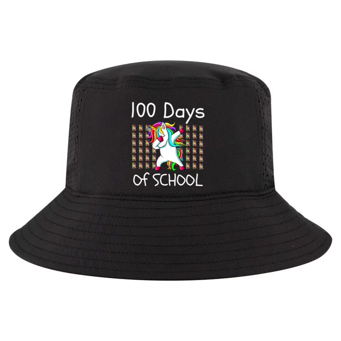 100th Day Of School Dabbing Unicorn Teacher, 100 Days Cool Comfort Performance Bucket Hat