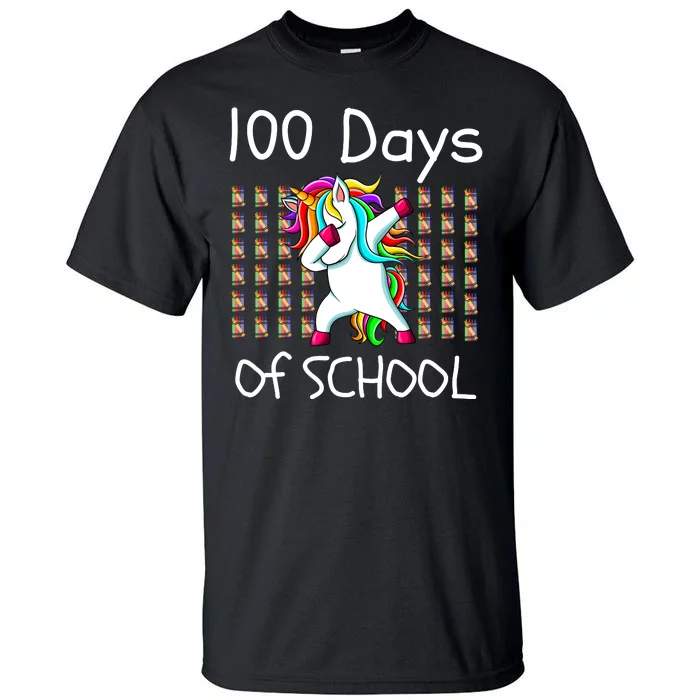 100th Day Of School Dabbing Unicorn Teacher, 100 Days Tall T-Shirt