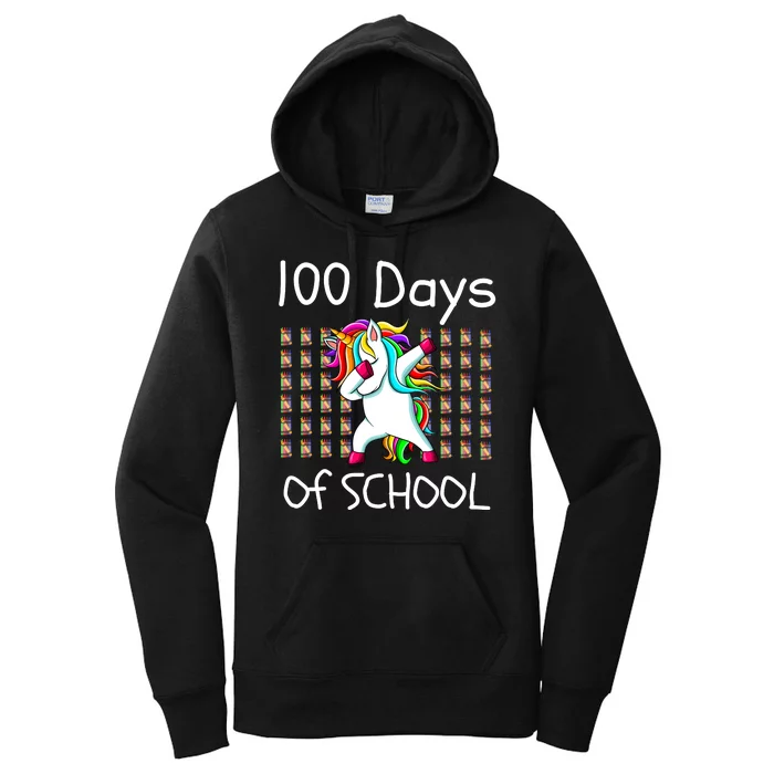 100th Day Of School Dabbing Unicorn Teacher, 100 Days Women's Pullover Hoodie