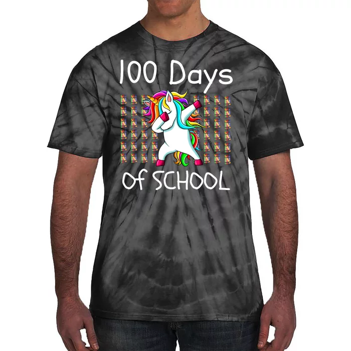 100th Day Of School Dabbing Unicorn Teacher, 100 Days Tie-Dye T-Shirt