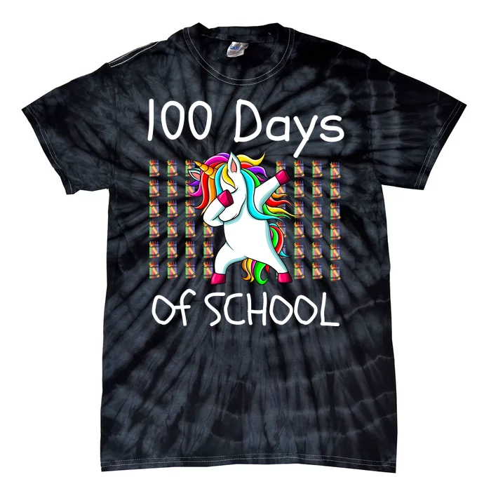 100th Day Of School Dabbing Unicorn Teacher, 100 Days Tie-Dye T-Shirt