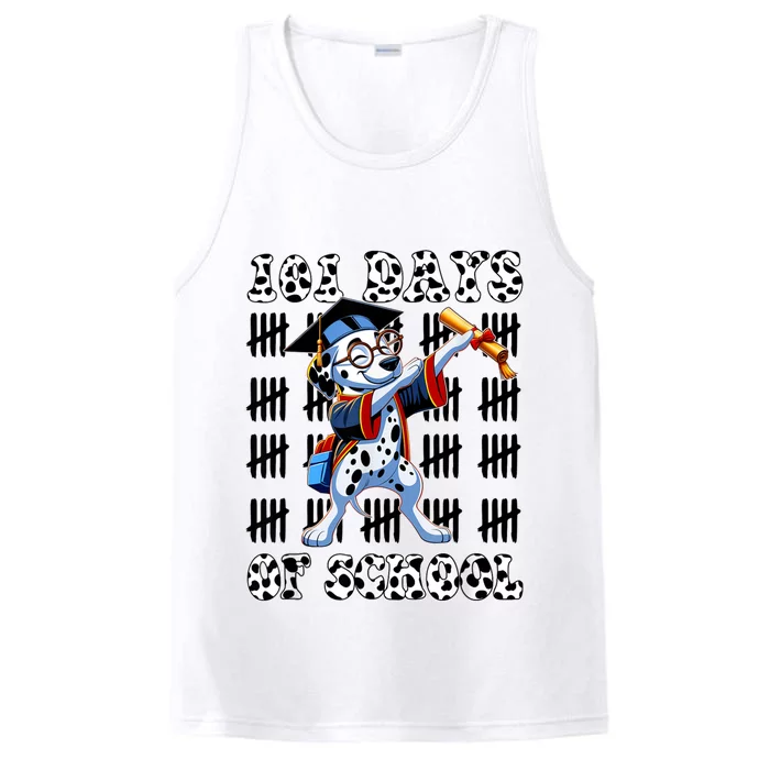 100 Days Of School Dalmatian Dog Boy Girl 100 Days Smarter Performance Tank